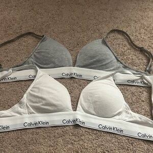 Calvin Klein Gray and White Bralette Set